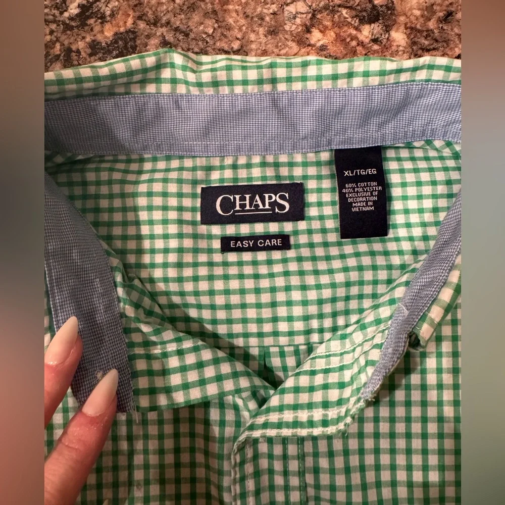 Chaps Green Plaid Casual Shirt - Picture 7 of 8